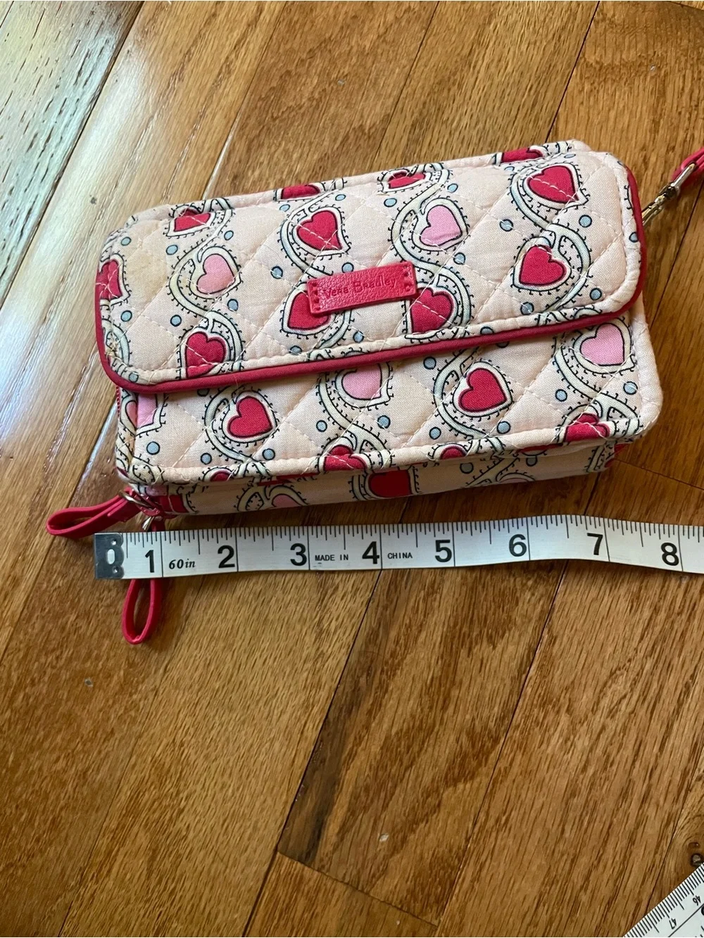 Vera Bradley Iconic RFID All-In-One Stitched Heart Vines pattern Wristlet